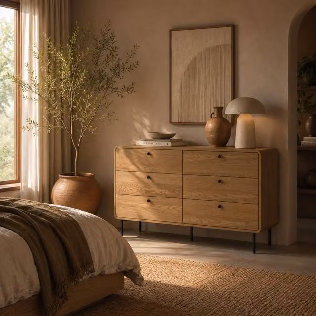 Wyld Haus Naniba 6 Drawer Wide Chest in Light Oak Effect – 1