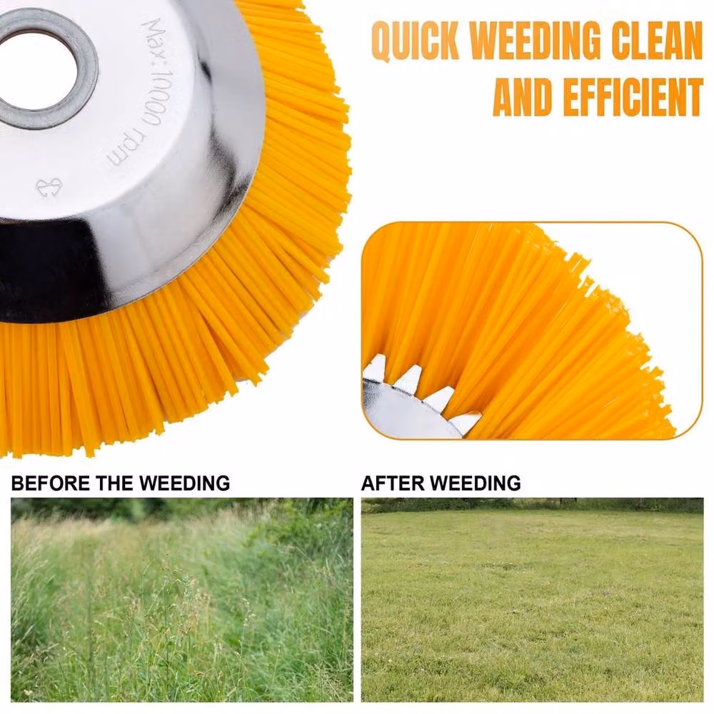 SPETLEK 8 Inch Nylon Wire Wheel Weed Brush Mowing Head in Yellow, 1.25kg – 6