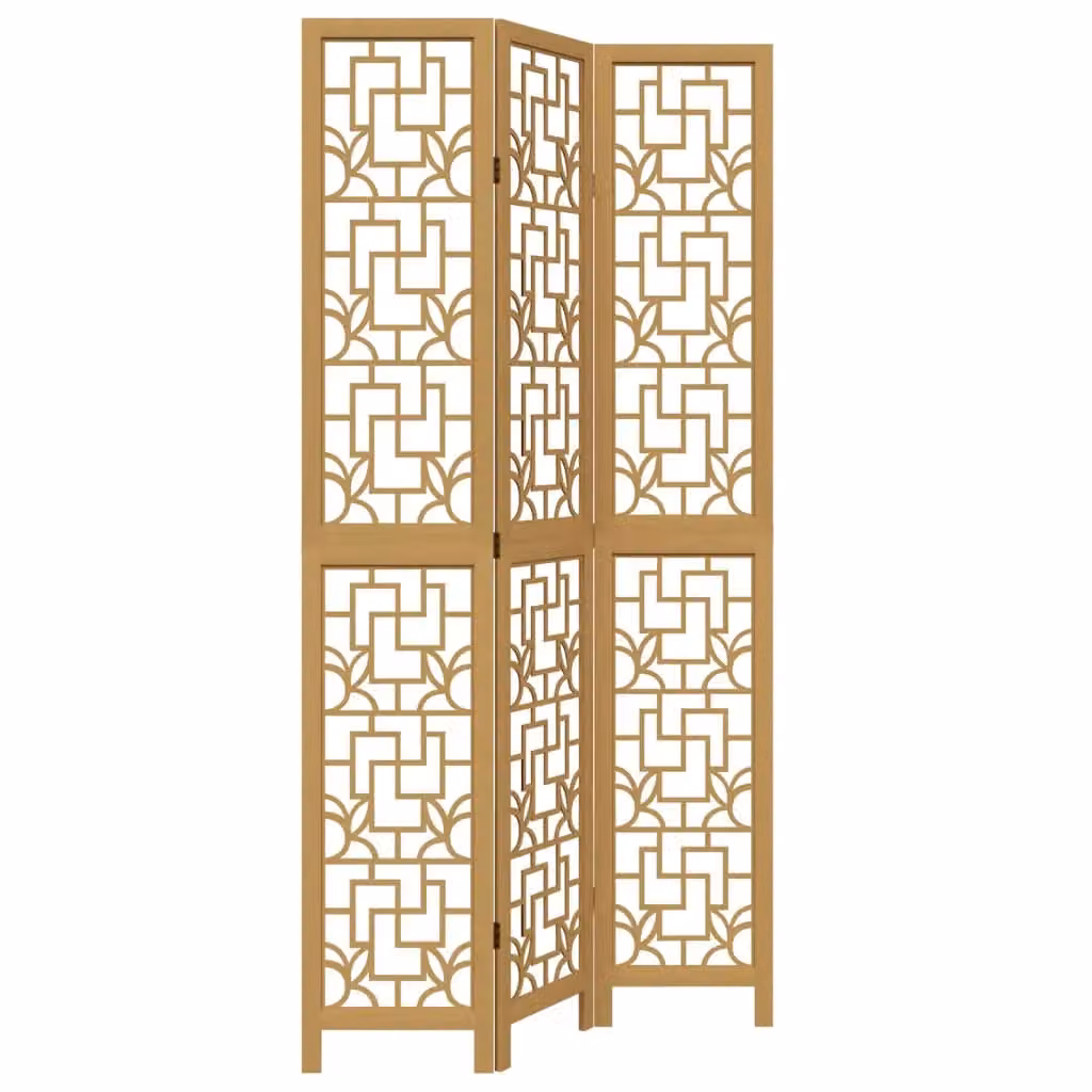 Berkfield Home 3-Panel Brown Solid Wood Paulownia Room Divider – 2