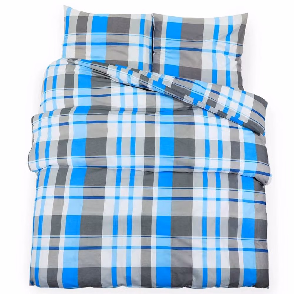 Berkfield Home Elegant Cotton Duvet Cover and Pillowcase Set in Blue and Grey, 200 x 200 cm – 2