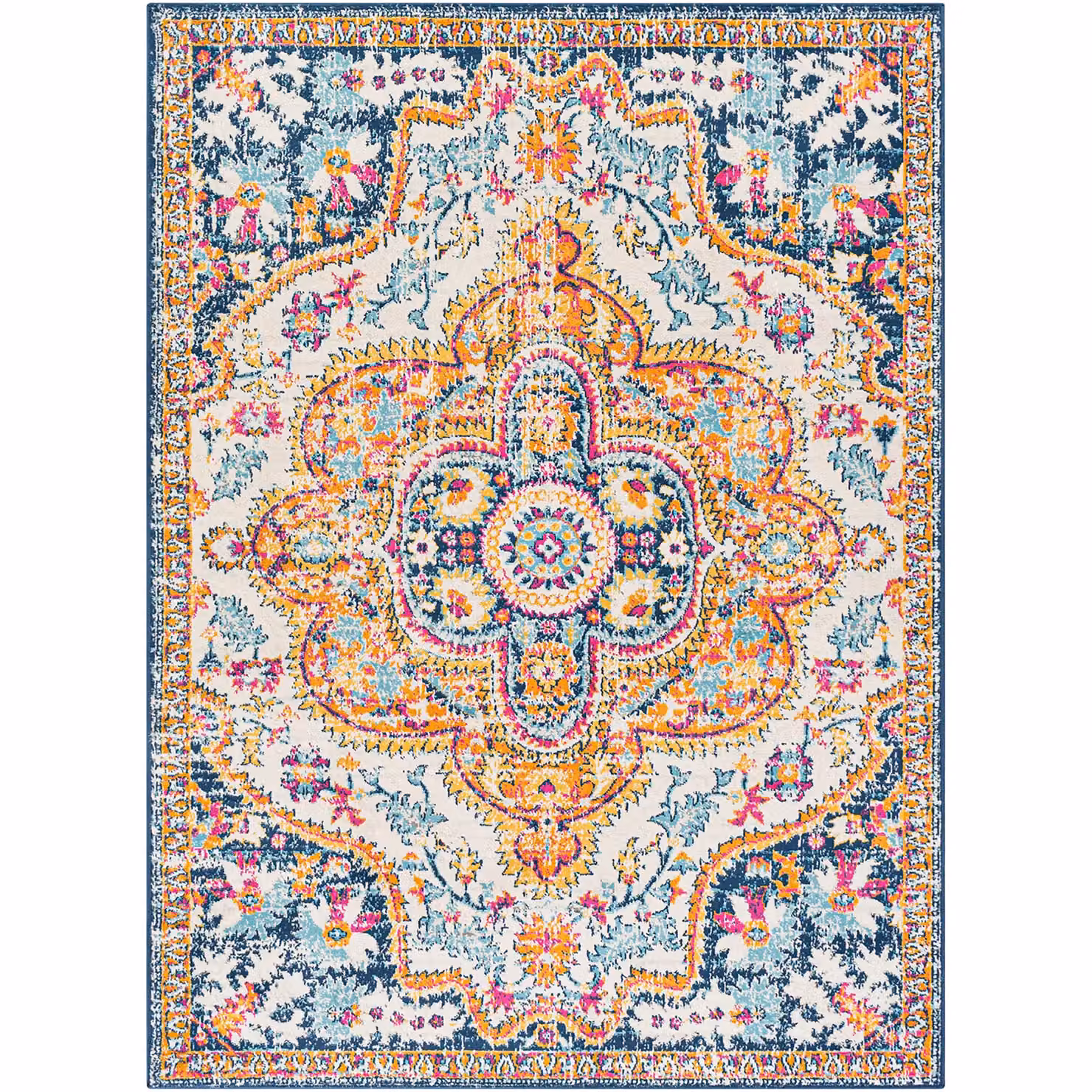 Livabliss Floransa Vintage Boho Living Room Rug in Navy and Multicolour, W: 200 cm, D: 275 cm – 2