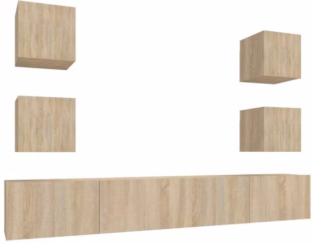 Berkfield Home 6 Piece Sonoma Oak TV Cabinet Set in Light Oak – 1