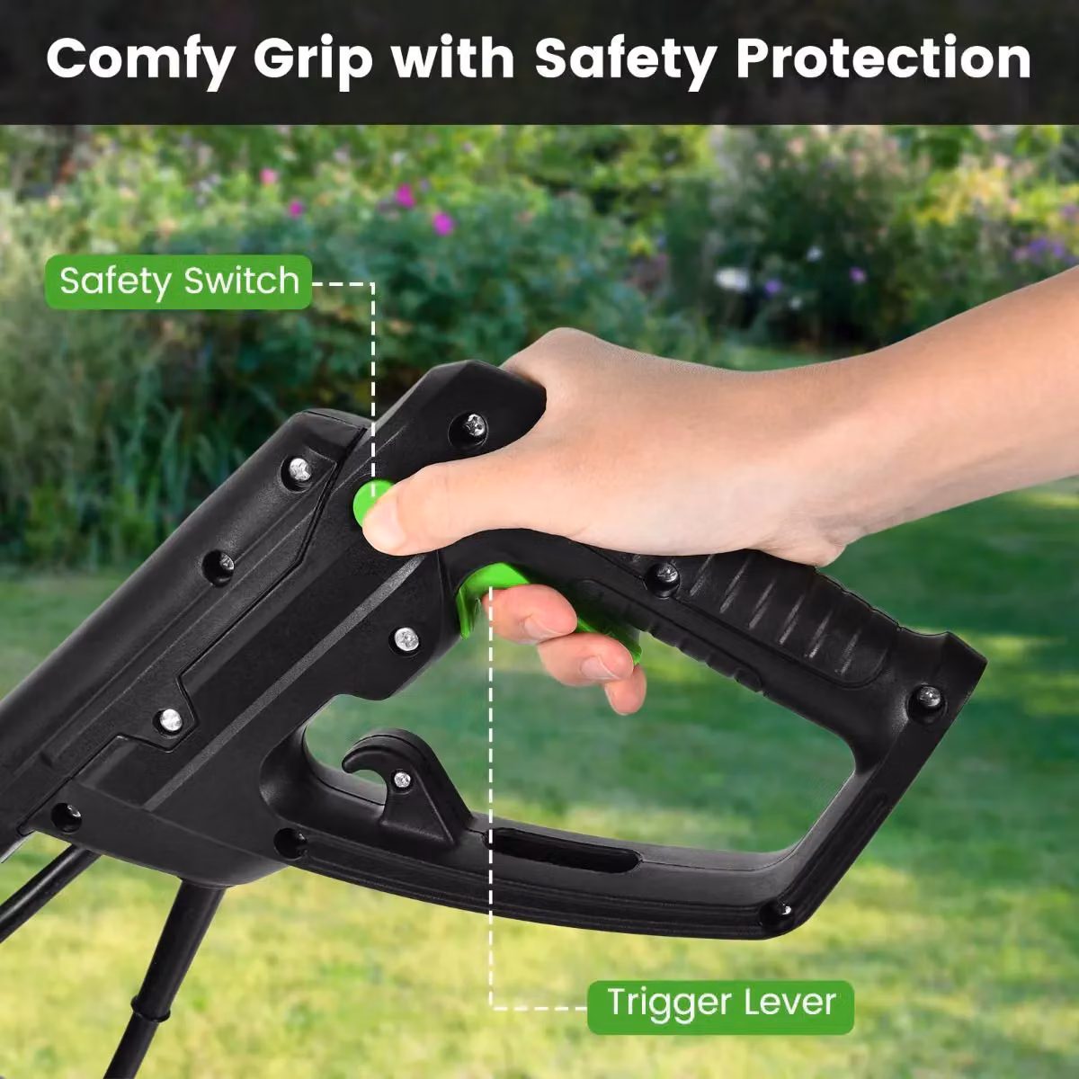 Costway 1500W Electric Tiller Garden Soil Cultivator Rotavator in Green – 4