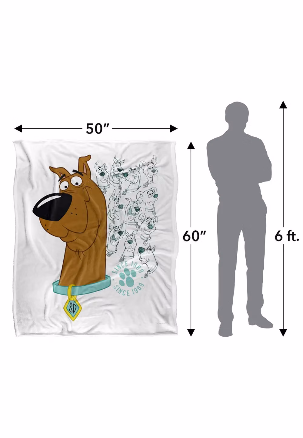 LOGOVISION Scooby-Doo Evolution of Scooby-Doo! Officially Licensed Super Soft Fleece Throw Blanket, Multicolour, W/D/H: 152 x 127 x 1 cm – 3
