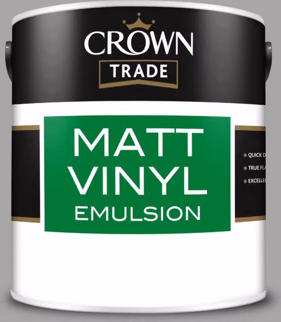 Crown Trade Matt Vinyl Dispersion Paint in Granite Dust Grey, 2.5 l