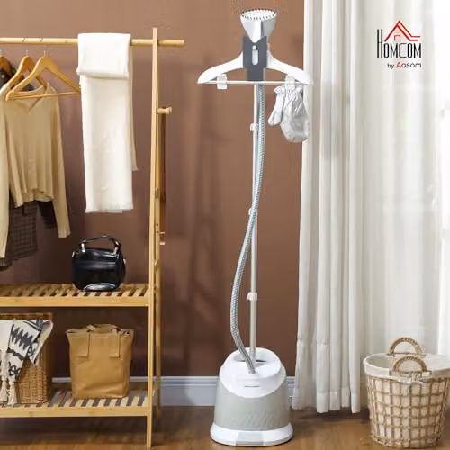 HOMCOM Standing Upright Garment Steamer in Light Grey – 2