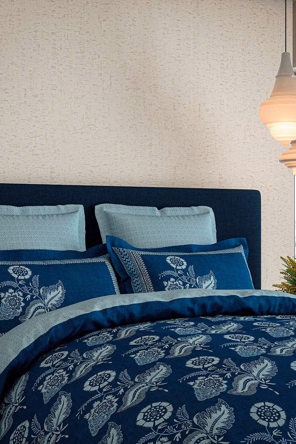 V&A Eastern Bloom Cotton Percale Square Pillowcase Pair in Blue and Turquoise – 3