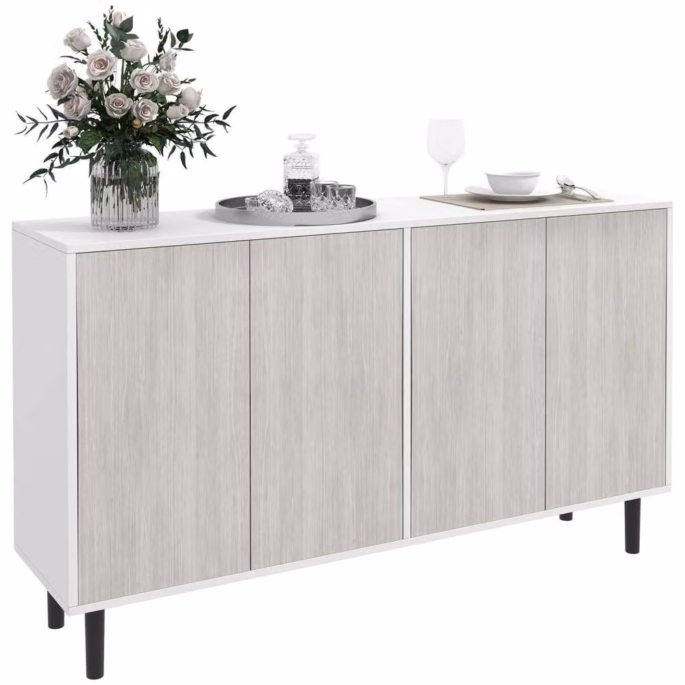 Wyld Haus Sosule 4 Door Sideboard with Adjustable Shelves in White, Grey and Black – 2