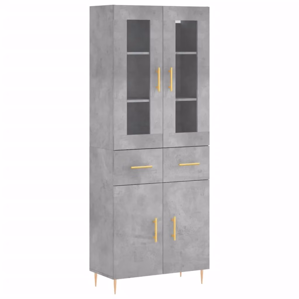 Berkfield Home Modern Highboard in Concrete Grey, W/D/H: 69.5 x 34 x 180 cm – 2