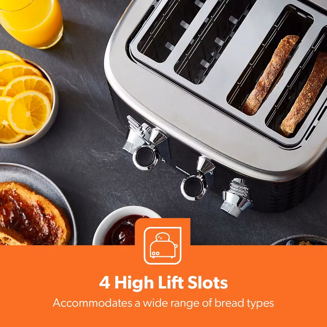 Geepas Argyle Black Kitchen Set including 1.7L Kettle, 4 Slice Toaster and Microwave – 3