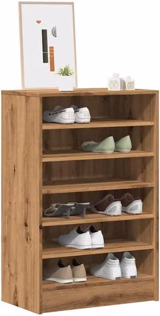 Berkfield Home Artisan Oak Shoe Cabinet in Brown, W/D/H: 60 x 35 x 92 cm