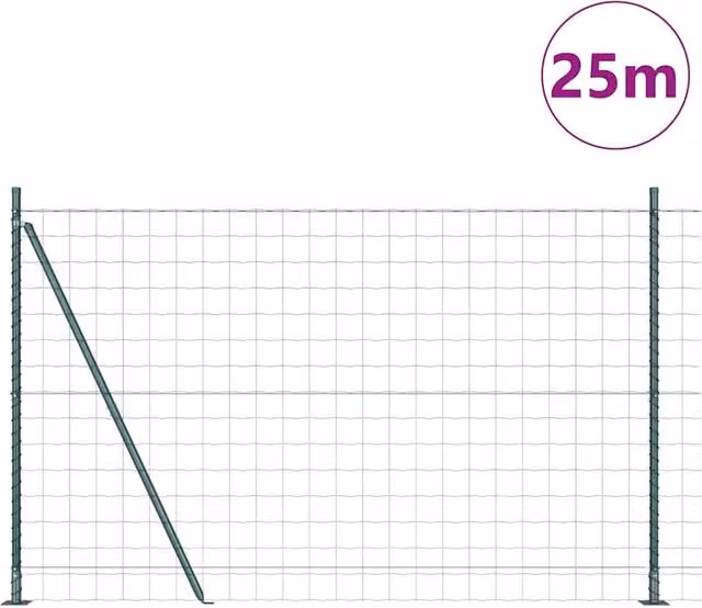 Berkfield Home Green Euro Fence with 13 Flanged Posts, Galvanised Steel, H: 120 cm x W: 25 m – 1