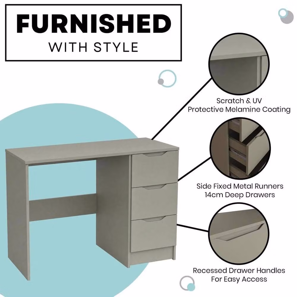 SPETLEK 3 Drawer Dressing Table and Home Office Desk in Sage Green – 2