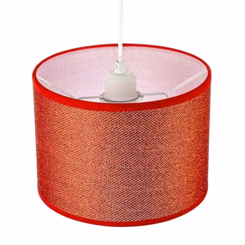 Happy Homewares Modern Red Glitter Fabric Cylinder Lamp Shade, Diameter: 25 cm – 2