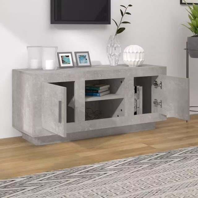 Berkfield Home TV Cabinet in Concrete Grey, W/D/H: 102 x 35 x 45 cm – 1