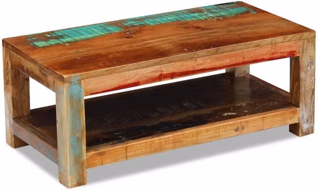 Berkfield Home Solid Reclaimed Wood Coffee Table, Brown, W: 90 cm, D: 45 cm, H: 35 cm