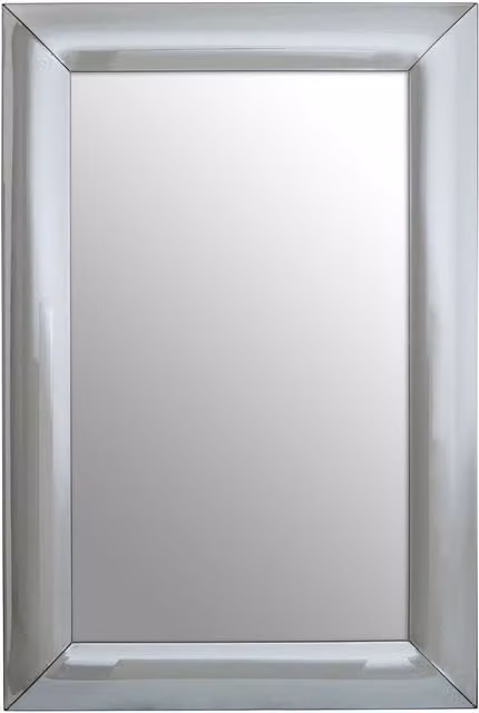 Orsina Art Deco Rectangular Wall Mirror with Silver Panelled Wood Frame