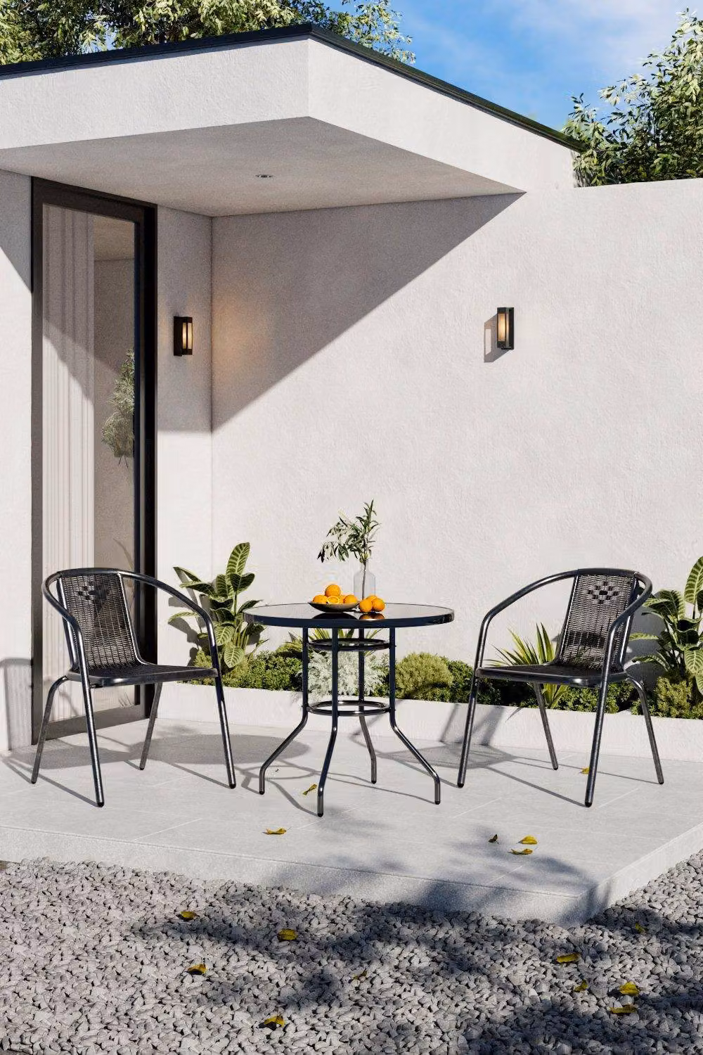 Garden Sanctuary 2-Seater Outdoor Garden Dining Table and Chair Set in Black – 2