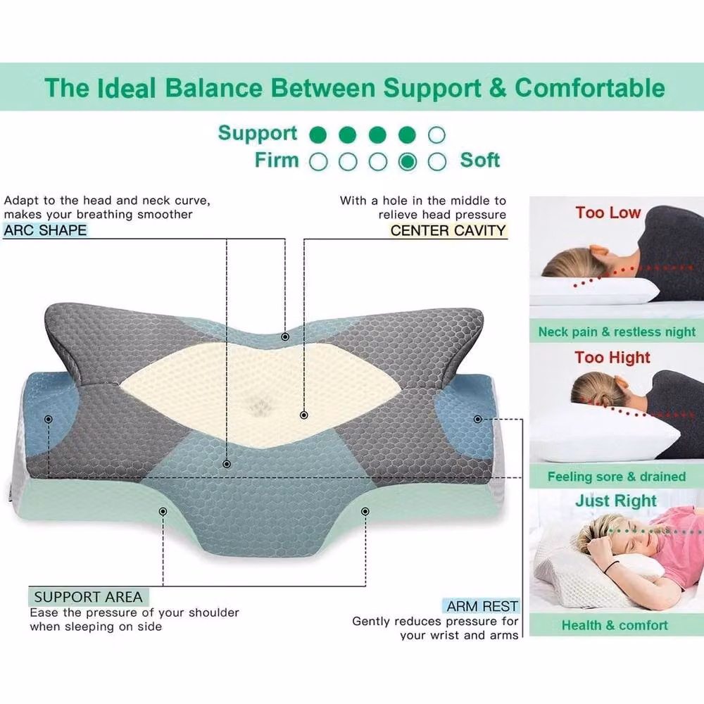 Kelvenix Grey Ergonomic Memory Foam Wedge Pillow with Breathable Viscose and Polyester Cover – 2