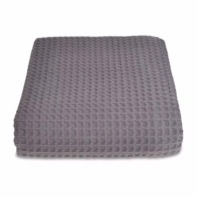 Allure Bath Fashions Luxury Hotel Waffle Throw Blanket Bedspread in Grey, 100% Cotton – 1