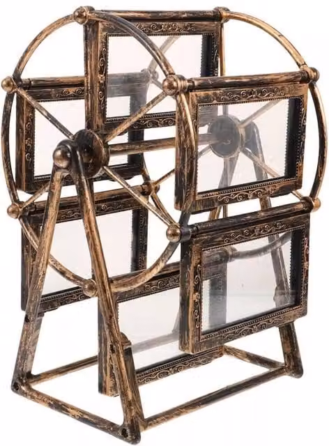 FORGEVIO Rotating Ferris Wheel Multi Photo Frame in Antique Bronze Brown