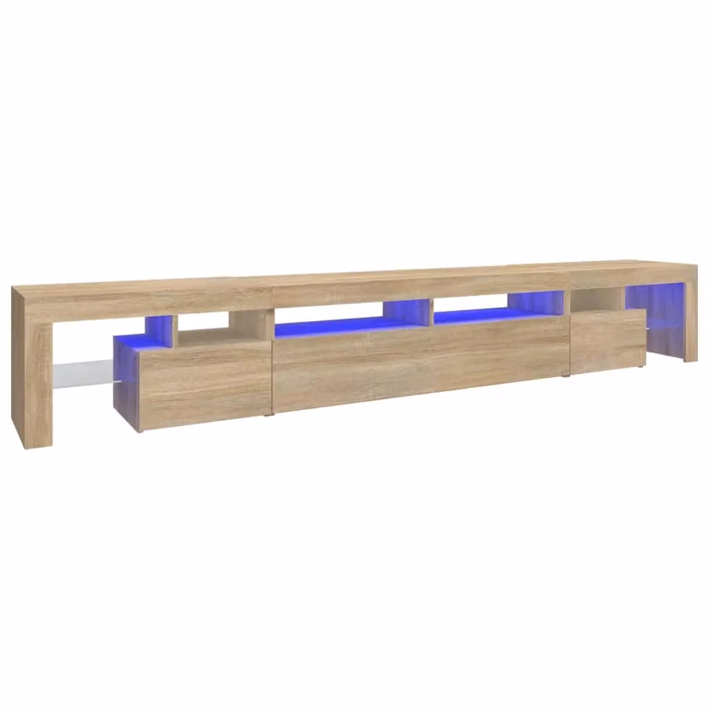 Berkfield Home Modern TV Cabinet with LED Lights in Sonoma Oak Brown, W: 260 cm, D: 40 cm, H: 36.5 cm – 2