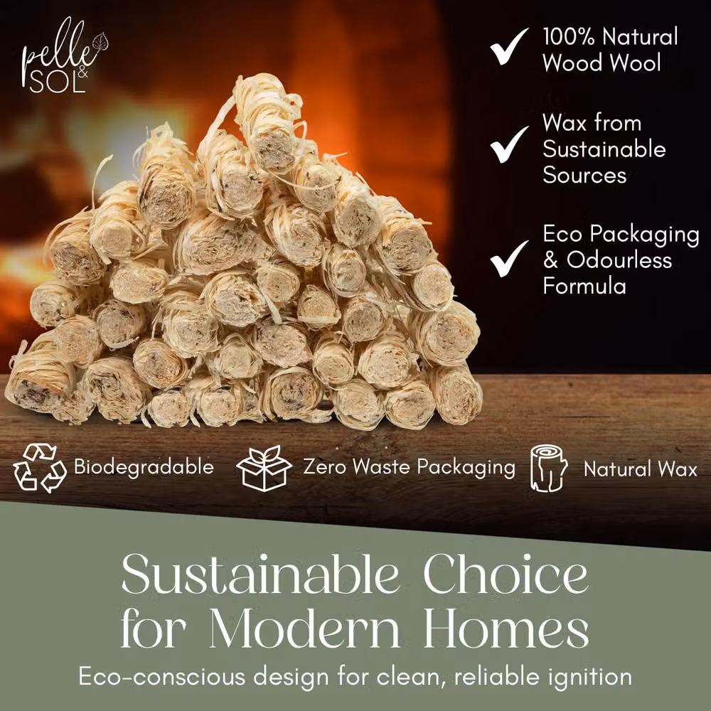 Pelle & Sol Natural Wood Firelighters, 200 Pack, Brown – 6