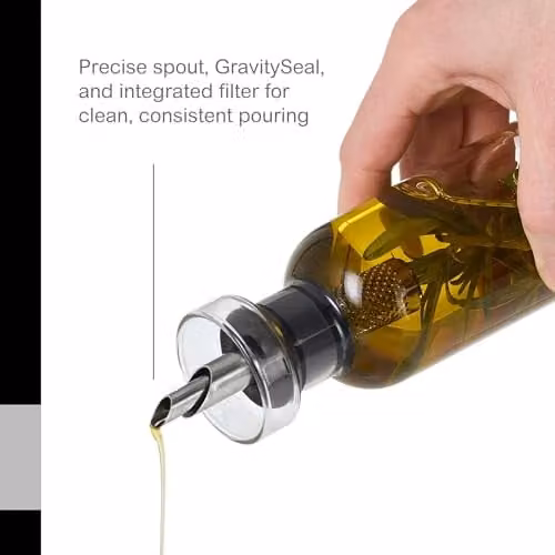 AdHoc AromaPour Glass Oil and Vinegar Bottle, 120ml, Grey and Transparent – 5