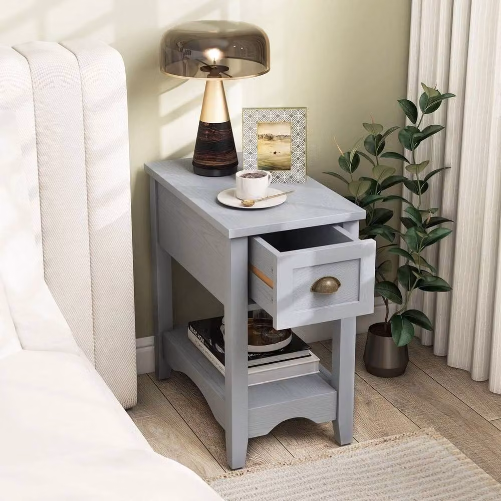 EONLION Set of 2 Retro Grey Side Tables – 4