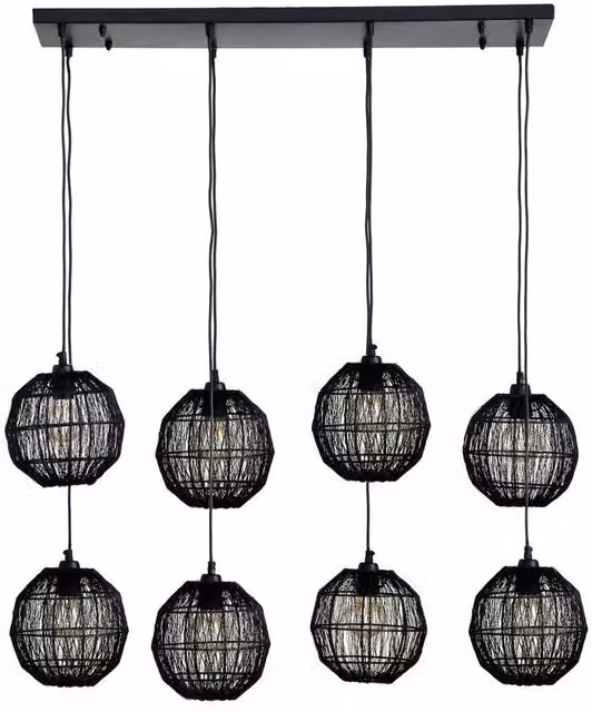 Netlighting Hermi II Cluster Pendant Ceiling Light in Matt Black with 8x E27 Sockets – 1