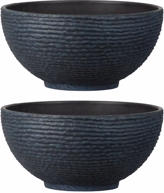 Simpa Stone Textured Effect Plastic Planter Pot Set of 2 in Grey – 1