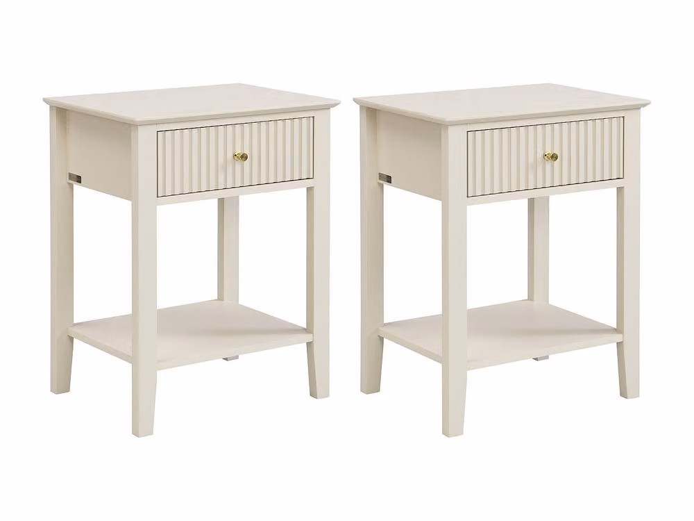 NIRIVA Set of 2 Modern Lacquered MDF Bedside Tables in Beige – 2