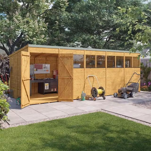 BillyOh Modern Brown Wooden Pent Workshop with Window