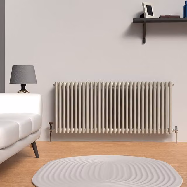 Lux Heat Horizontal 3 Column Radiator in Dune Grey, H: 60 cm x W: 137 cm