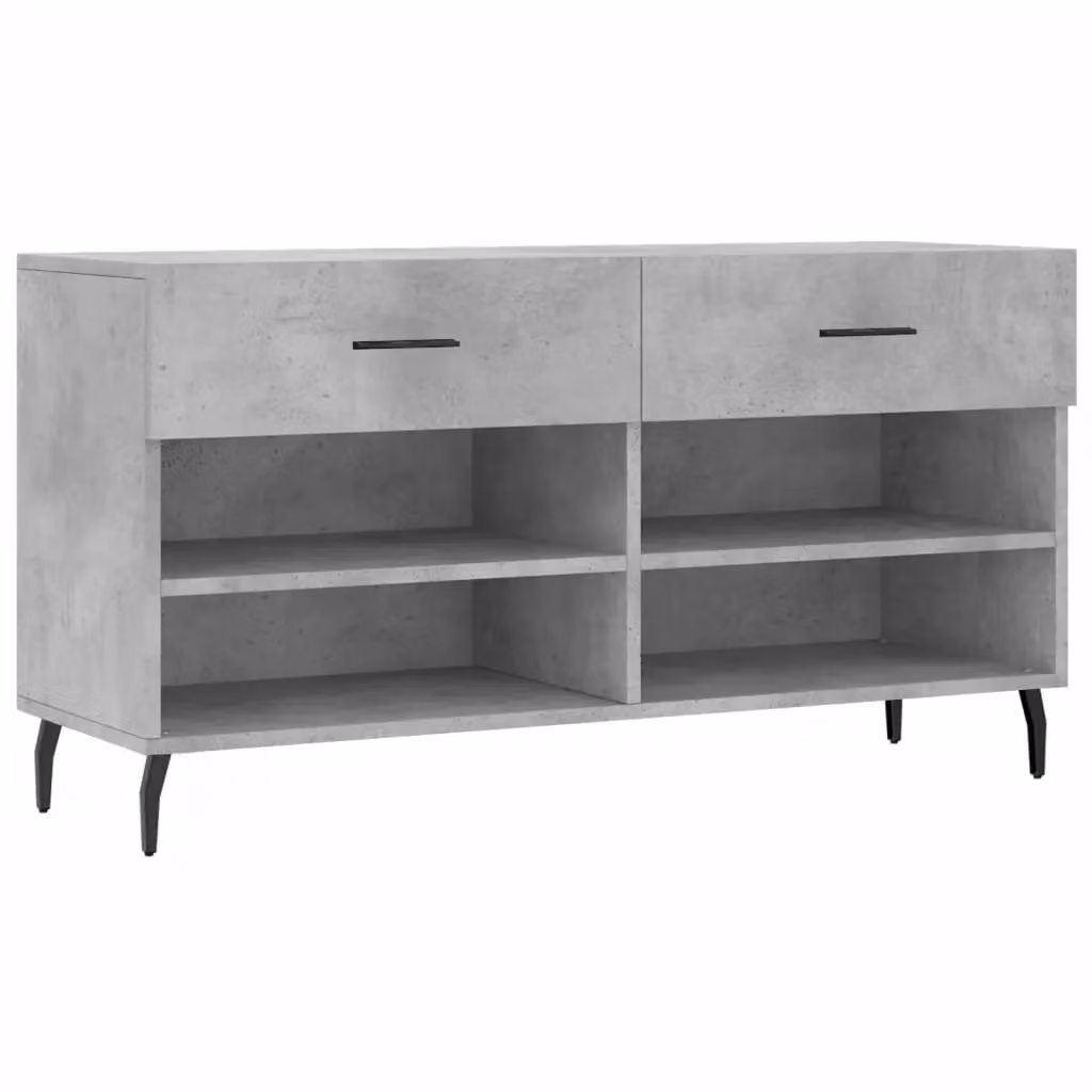 Berkfield Home Shoe Bench in Concrete Grey, W/D/H: 102 x 35 x 55 cm – 2