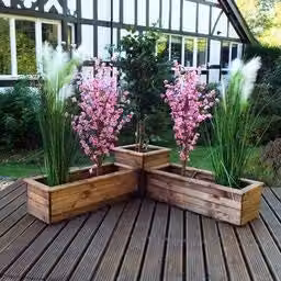 Charles Taylor 3 Piece Brown Wooden Vegetable Trough Planter Set – 2