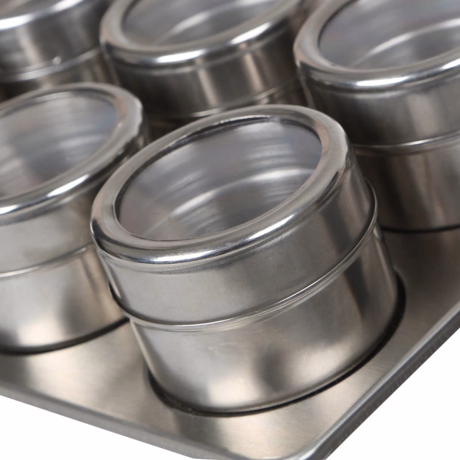 Orsina Silver Magnetic Spice Jars and Oblong Tray Set – 7