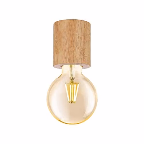 Loops Modern Round Wood Flush Ceiling Light in Brown with E27 Bulb Holder