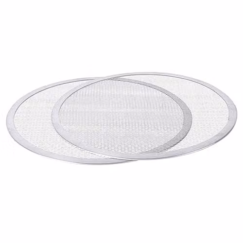 Argon Tableware Non-Stick Aluminium Mesh Pizza Trays, Silver, Diameter: 31 cm, 2 Pack – 1