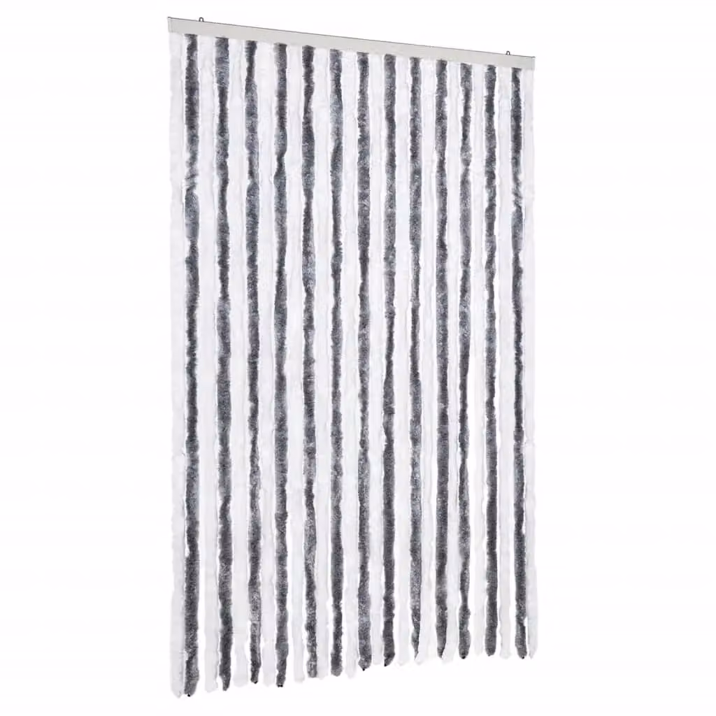 Berkfield Home Grey and White Striped Chenille Insect Curtain, W/H: 118 x 220 cm – 2