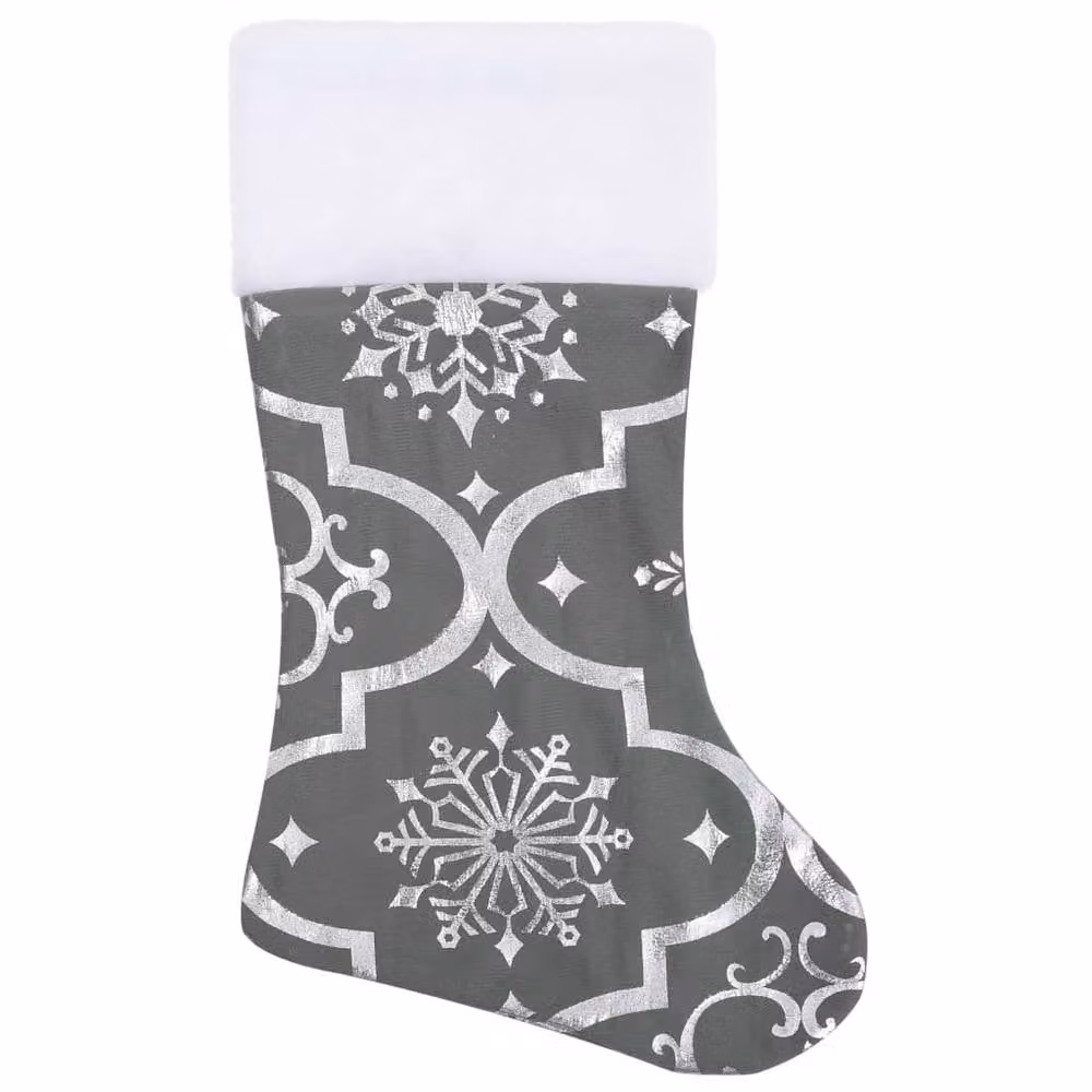 Berkfield Home Luxury Christmas Tree Skirt with Sock in Grey, 90 cm – 3