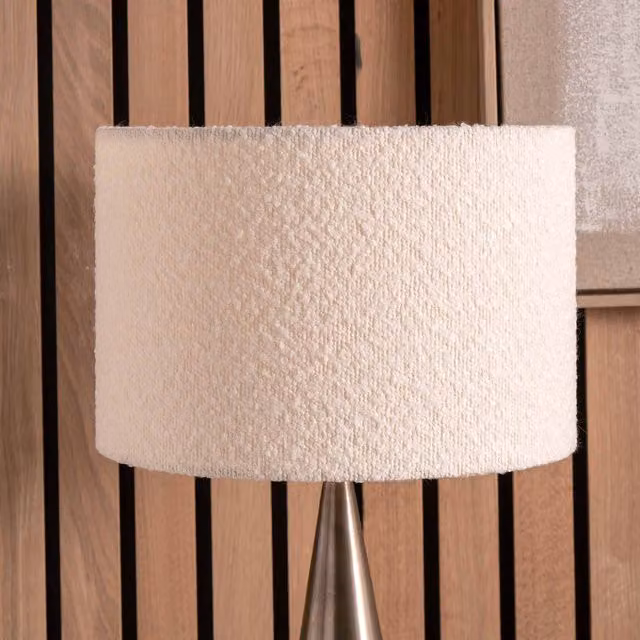 Ruma White Boucle Cylinder Table Lamp Shade, Diameter: 40.64 cm