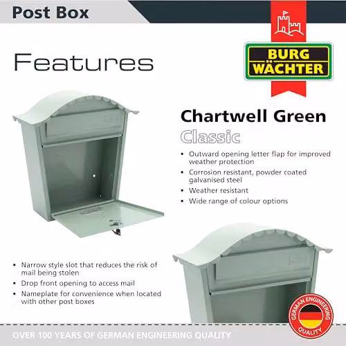Burg-Wächter Classic Free Standing Letterbox in Green, W/D/H: 36 x 37 x 13 cm – 2