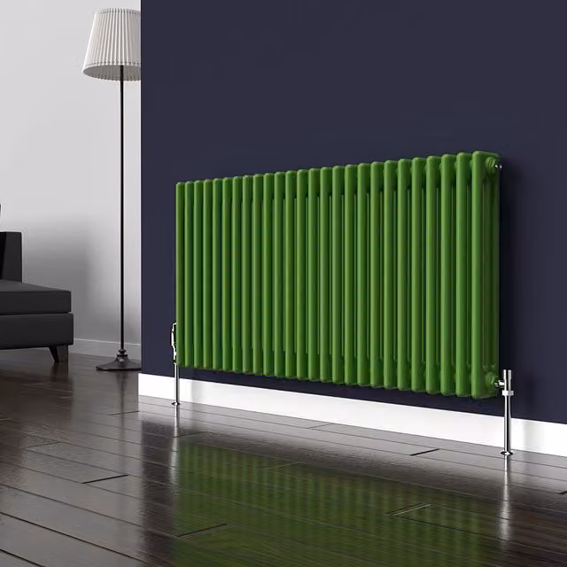 Lux Heat Horizontal 3 Column Steel Radiator in Apple Green, W/H: 119 x 60 cm