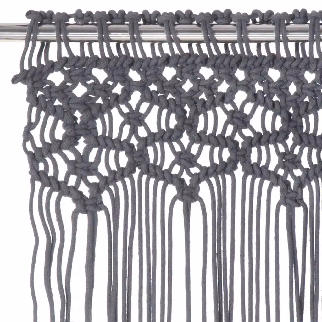 Berkfield Home Macrame Curtain in Anthracite, W: 140 cm, H: 240 cm – 2