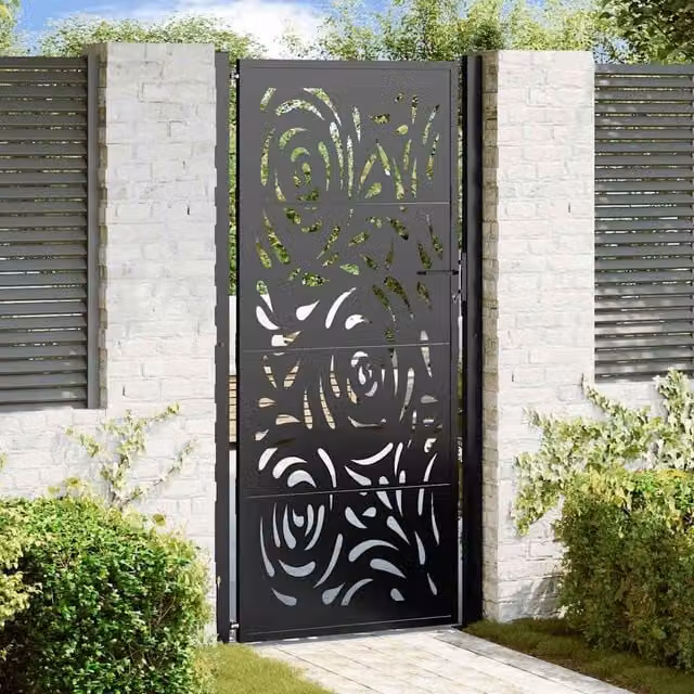 Berkfield Black Steel Garden Gate, W: 105 cm, H: 205 cm – 1