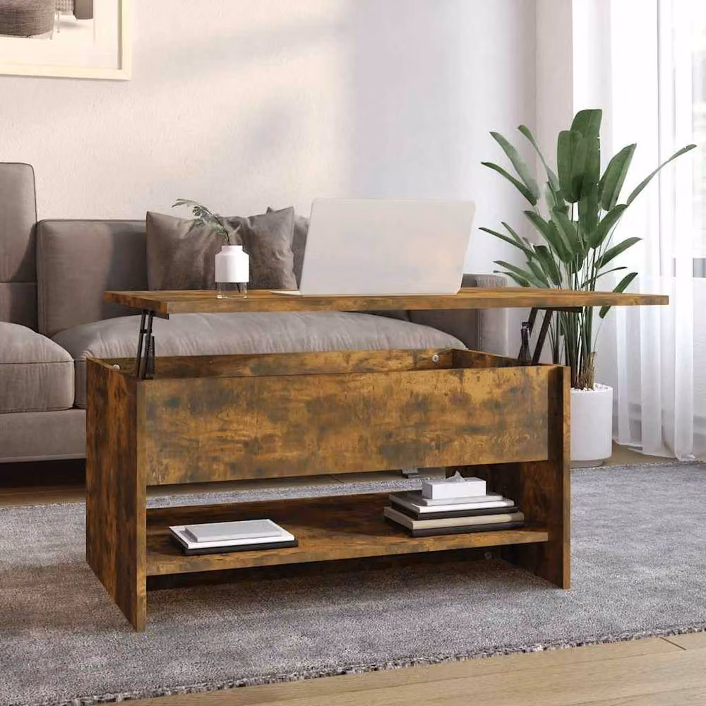 Berkfield Home Smoked Oak Coffee Table in Brown, W/D/H: 80 x 50 x 40 cm – 2