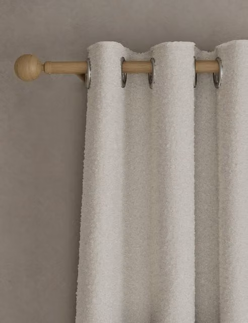 M&S Ecru Bouclé Eyelet Curtains