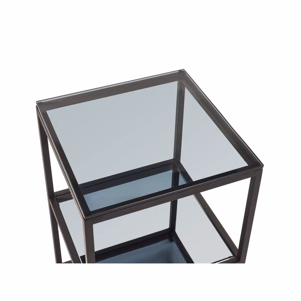 Cheshire Stirling Tall Narrow Side Table in Black with Smoked Glass, W/D/H: 35.0 x 60.0 x 35.0 cm – 3
