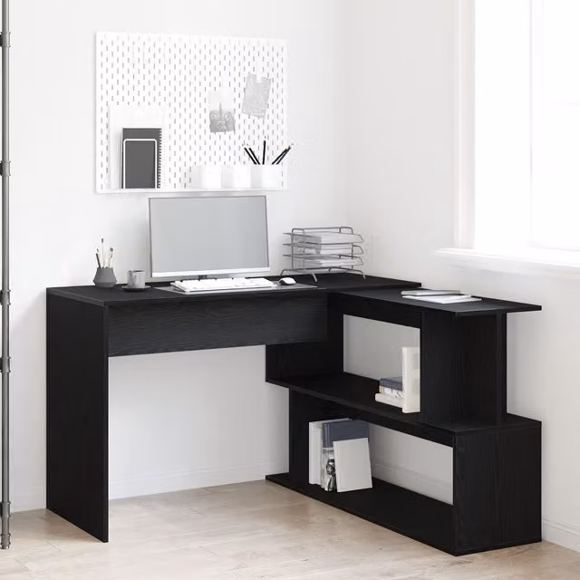 Berkfield Modern Writing Desk in Black Oak, W/D/H: 200 x 50 x 76 cm